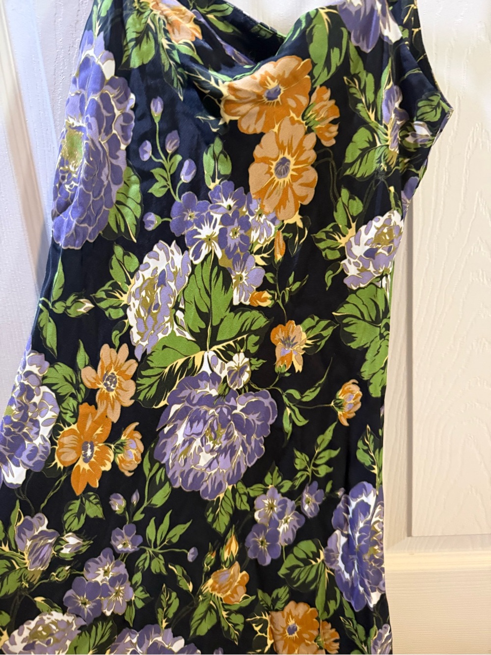 FARM Rio Black Slip Dress with Purple & Orange Floral Print Medium - Picture 5 of 10